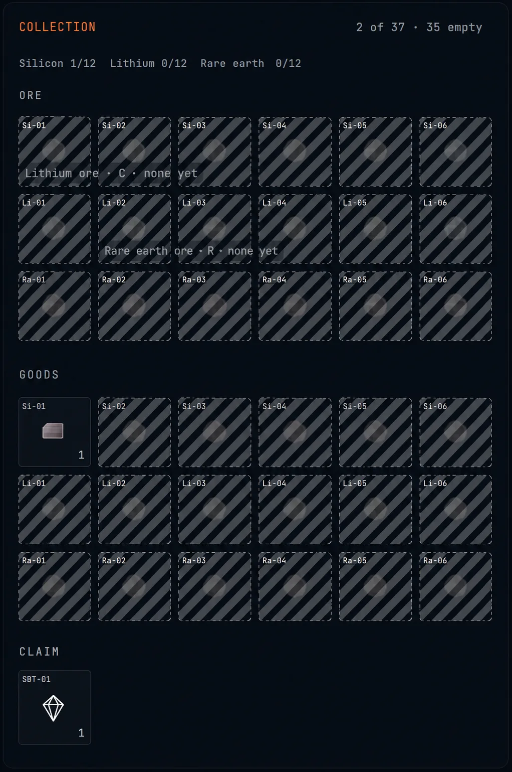 The dig screen, with the three seams and the day's draw odds.